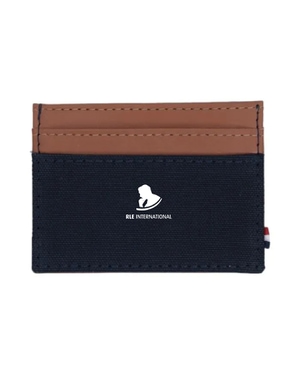 Houston Card Wallet- Navy Blue with Tan